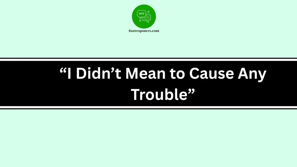 “I Didn’t Mean to Cause Any Trouble”