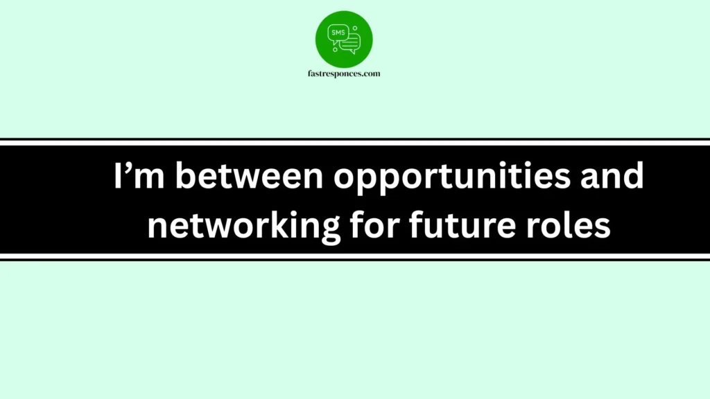 I’m between opportunities and networking for future roles
